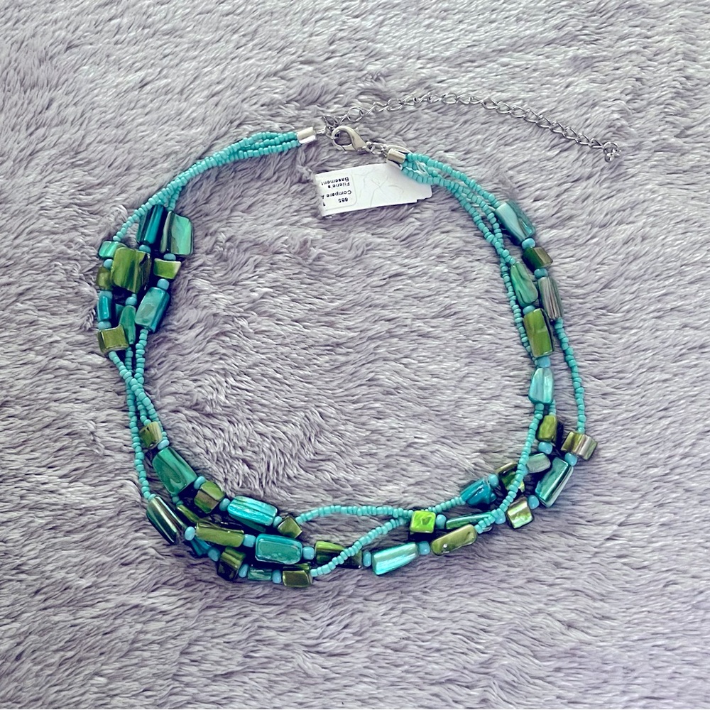 Summery turquoise multi chain necklace